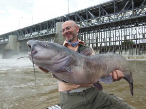 Guest of Blackwater cats red river catfishing guide with massive catfish 